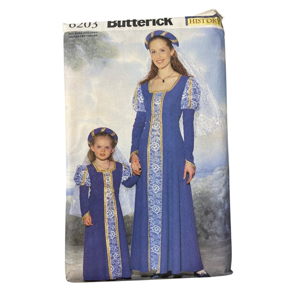 Butterick 6203 Renaissance GirlsMisses Historical Costume Pattern All Sizes UNCU